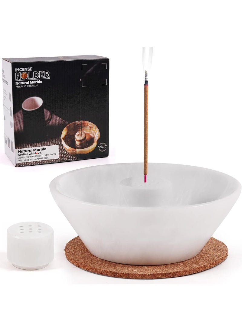 RADICALn Handmade White Marble Incense Holder 5.5 Inch, Incense Stick Holder for Living Room, Marble Ashtray & Palo Santo Holder, Perfect for Home, Meditation, Relaxation, or Gift - Image 1